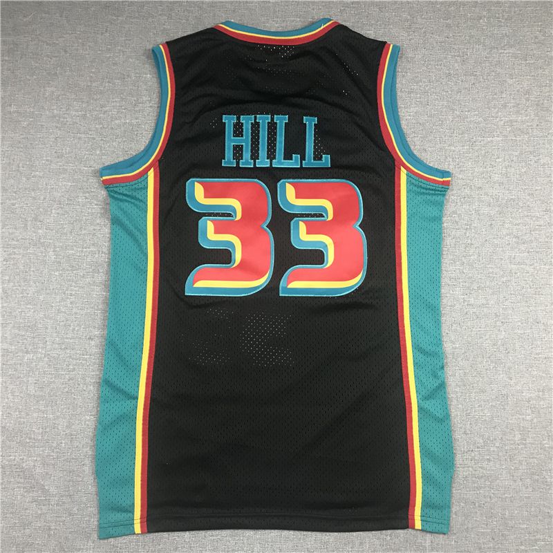 Men Detroit Pistons 33 Hill Black Best mesh 2021 NBA Jersey